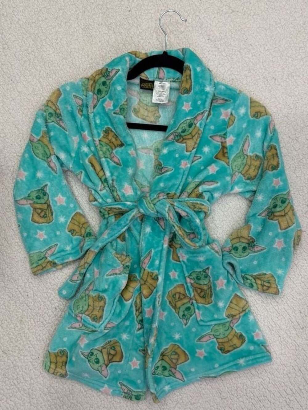 Star Wars Grogu Baby Yoda Girls Plush Bathrobe Size 8/10